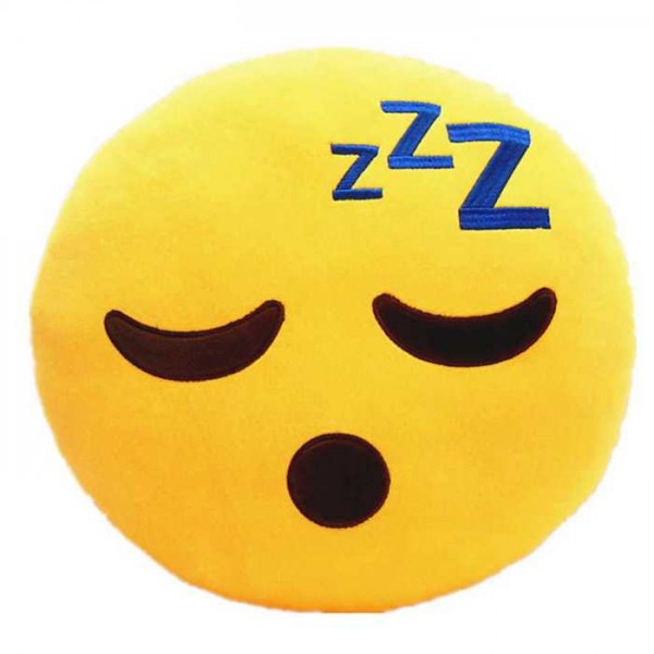 Soft Smiley Emoticon Yellow Round Cushion Pillow Stuffed Plush Toy Doll (Sleepy)